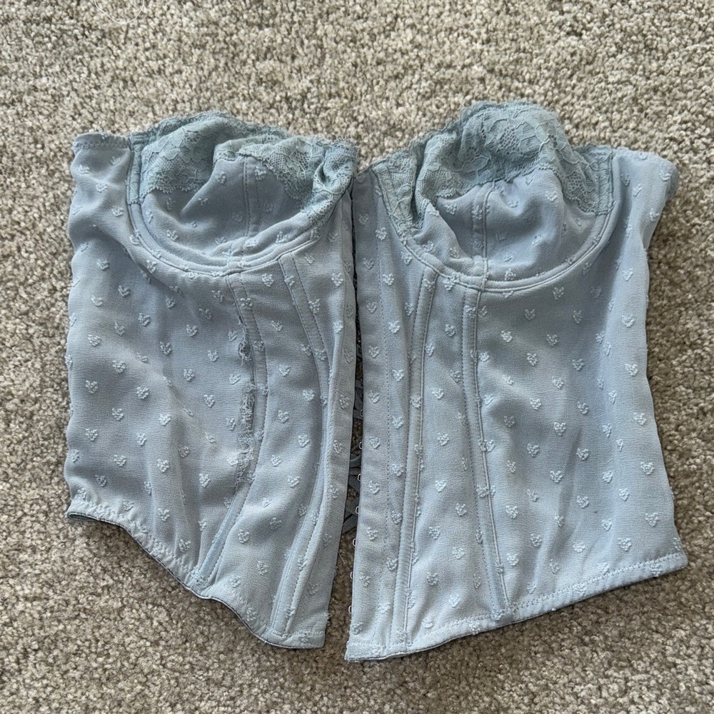 Light Blue Strapless Corset Top